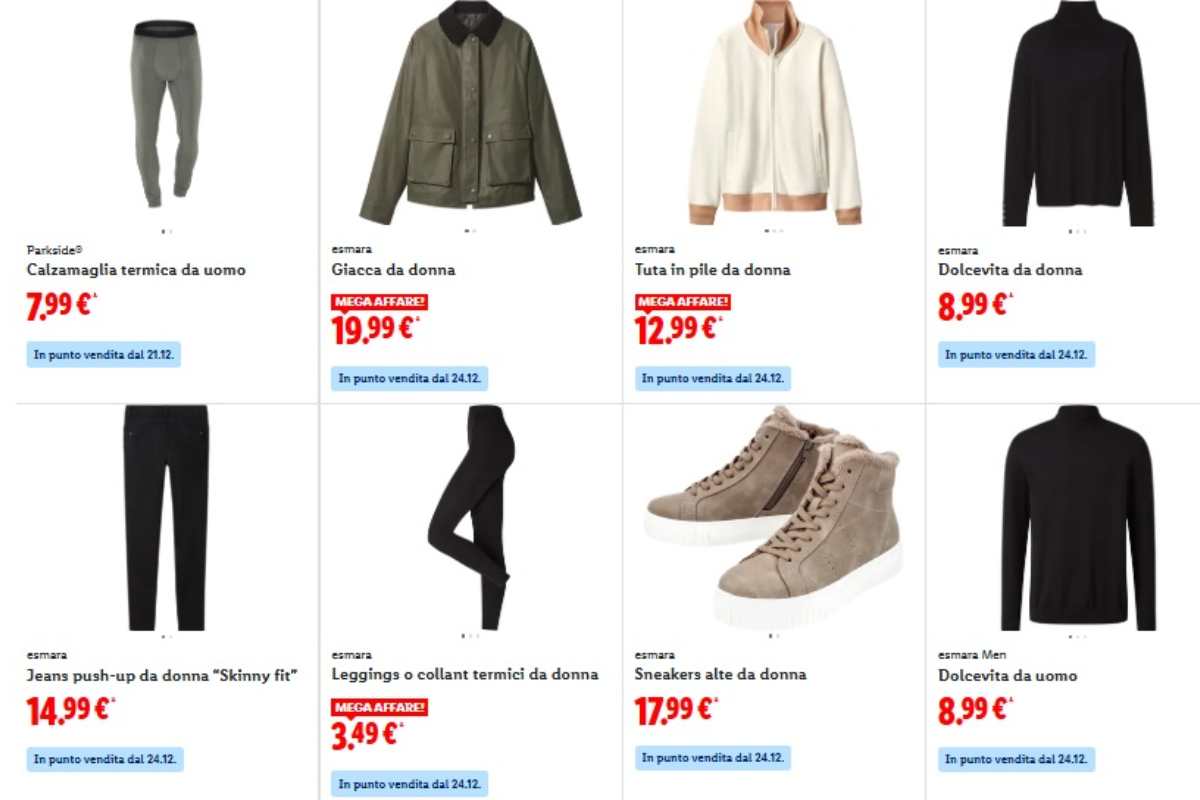 lidl abbigliamento volantino 